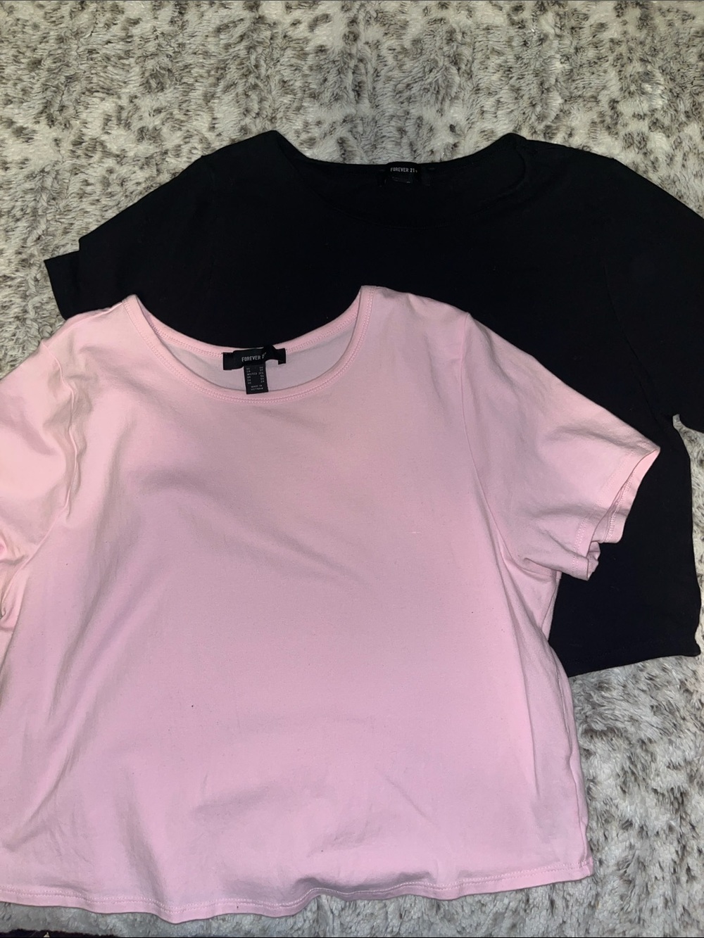 Forever 21 Black & Light Pink Short Sleeve Tops